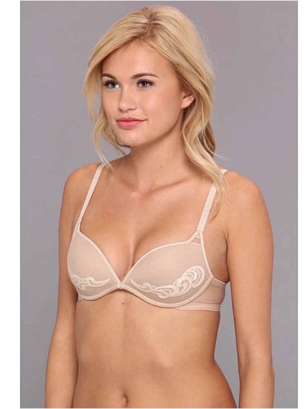 Natori Sheer Seduction Push Up Underwire Bra Cafe Nude 732072 34B